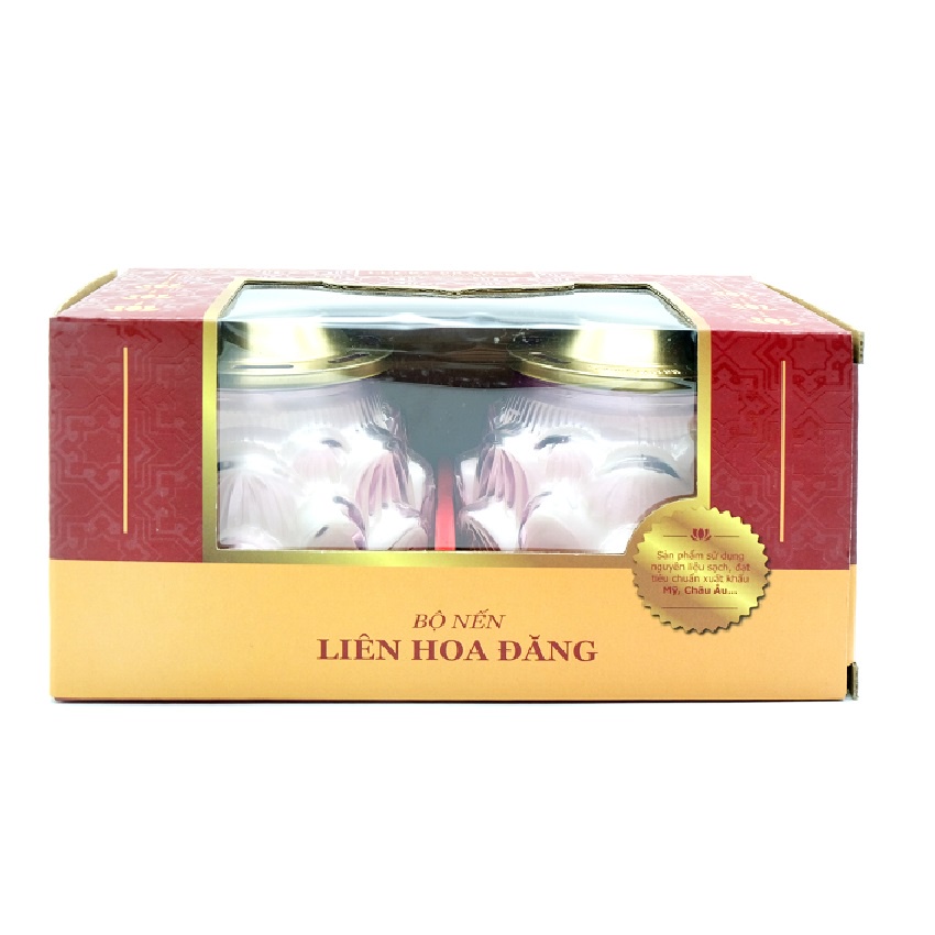 Nến thơm Miss Candle Hộp LIÊN HOA ĐĂNG - Hộp 2 hũ nến thơm hình hoa sen LUC6088 - nhiều màu sắc tùy chọn