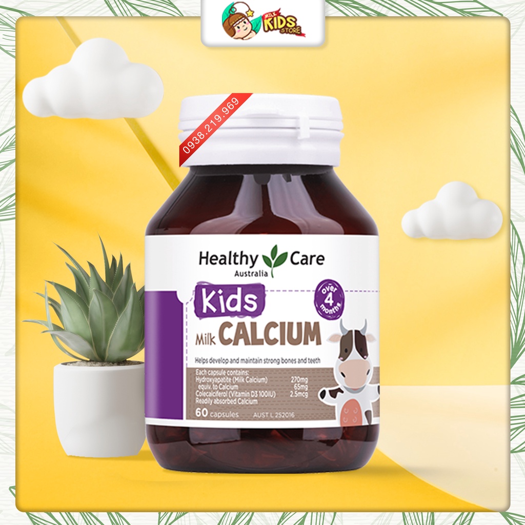 Viên uống canxi sữa Healthy Care Milk Calcium 60v Úc