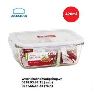 Hộp thủy tinh lock&lock 420ml chia 2 ngăn - hộp thủy tinh lock&lock chia 2 ngăn