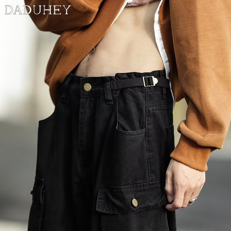 DaDuHey Men's Korean-Style Fashionable Loose Casual Straight Pants Ins High Street Retro Solid Color Overalls