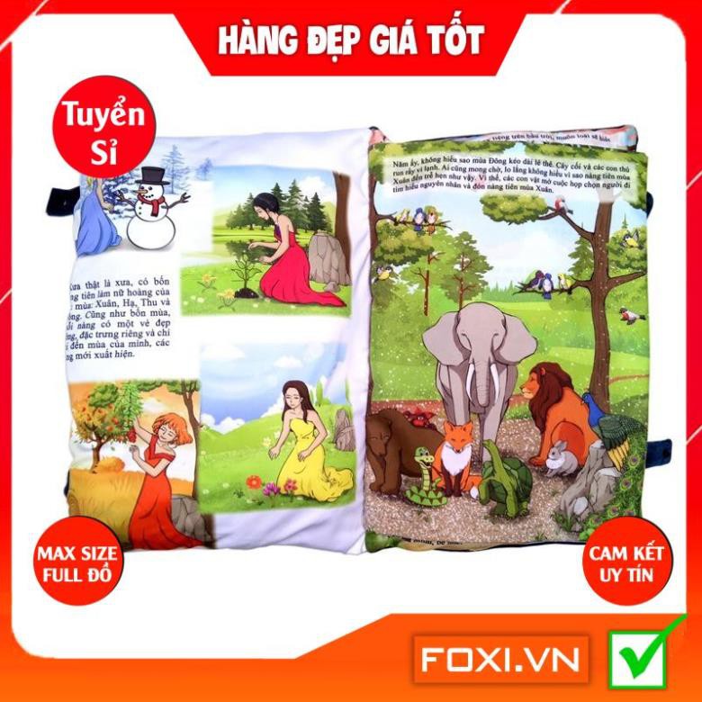 Gối sách vải 4 chủ đề truyện thiếu nhi cực hay kể truyện cho bé trước khi ngủ-an toàn-dễ vệ sinh