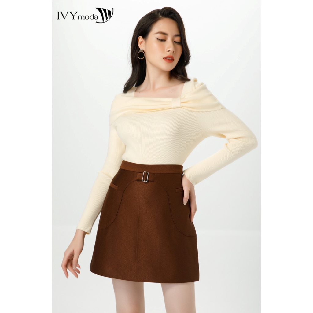 [NHẬP WABRTL5 GIẢM 10% TỐI ĐA 50K ĐH 250K ]Áo len gân cổ cách điệu nữ IVY moda MS 58B8861