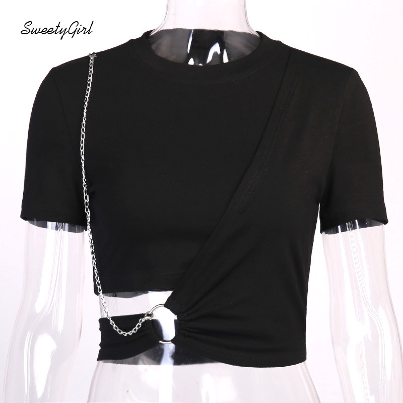 Áo thun ngắn tay cổ tròn dáng ôm thời trang gợi cảm cho nữ