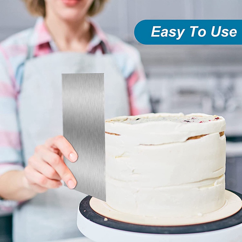 Dụng Cụ Làm Phẳng Mặt Bánh Kem 10 Inch Cạnh Lớn Bằng Thép Không Gỉ