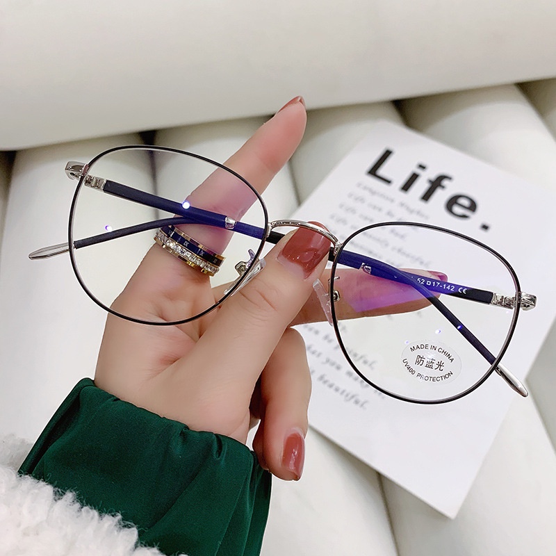 Kính Mắt Gọng oval Chống Ánh Sáng Xanh Thời Trang Cho Nữ gọng kính cận nữ /kính gọng to/gọng kính cận kim loại/kính gọng vuông