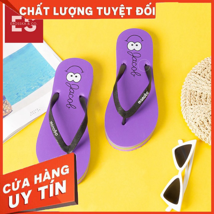 Dép đi biển xỏ ngón in hoạ tiết dễ thương thời trang Erosska màu đen - DK015