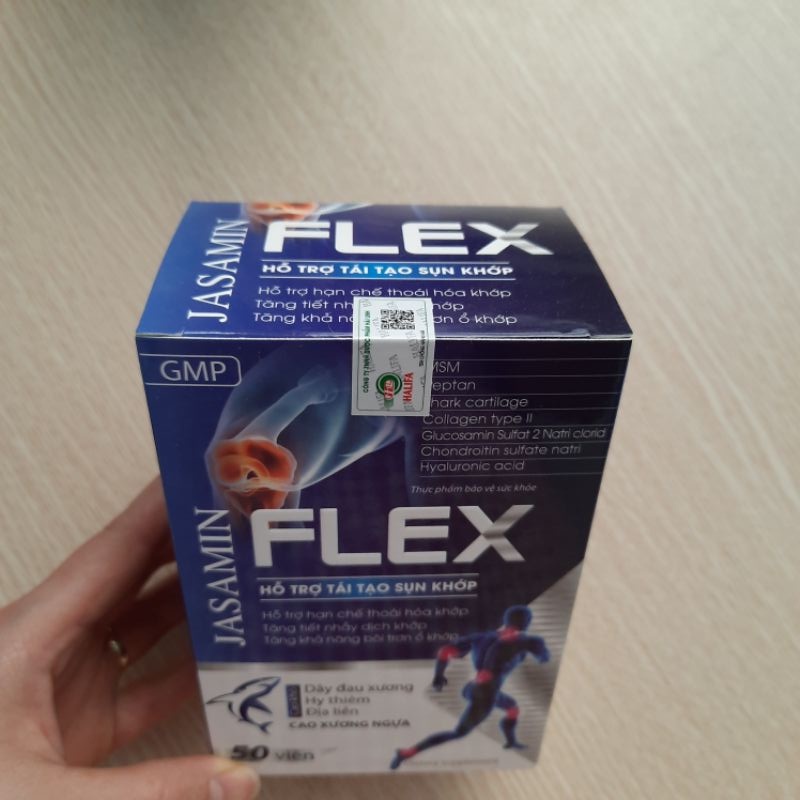 Viên uống Glucosamin 1500mg cho 2 viên JASAMIN FLEX - Giảm đau xương khớp, bổ sung chất nhờn cho khớp_Hộp 50 viên