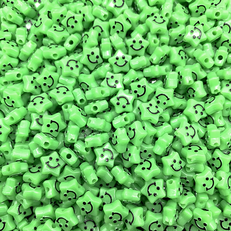 Bộ 50 Hạt Nhựa 12mm Hình Ngôi Sao Mặt Cười Dùng Làm Trang Sức