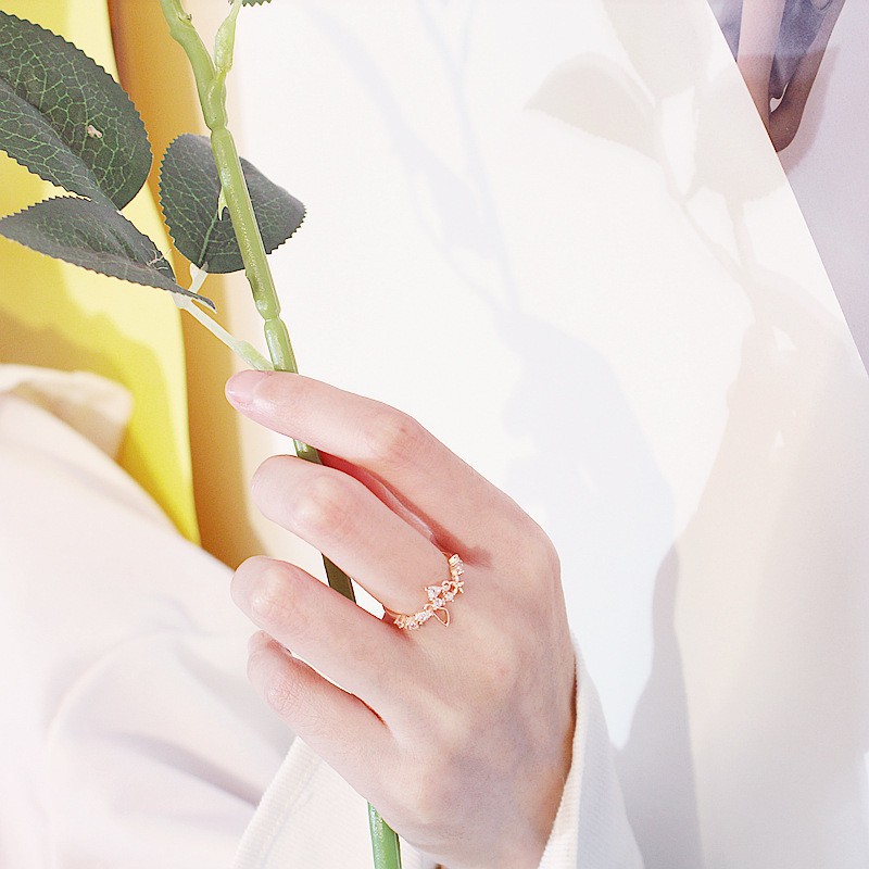 Japan and South Korea petals diamond ring girls B686