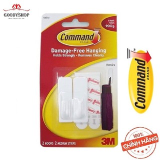 Móc dán tường vuông 900gr vỉ2 cái Command 3M 17501