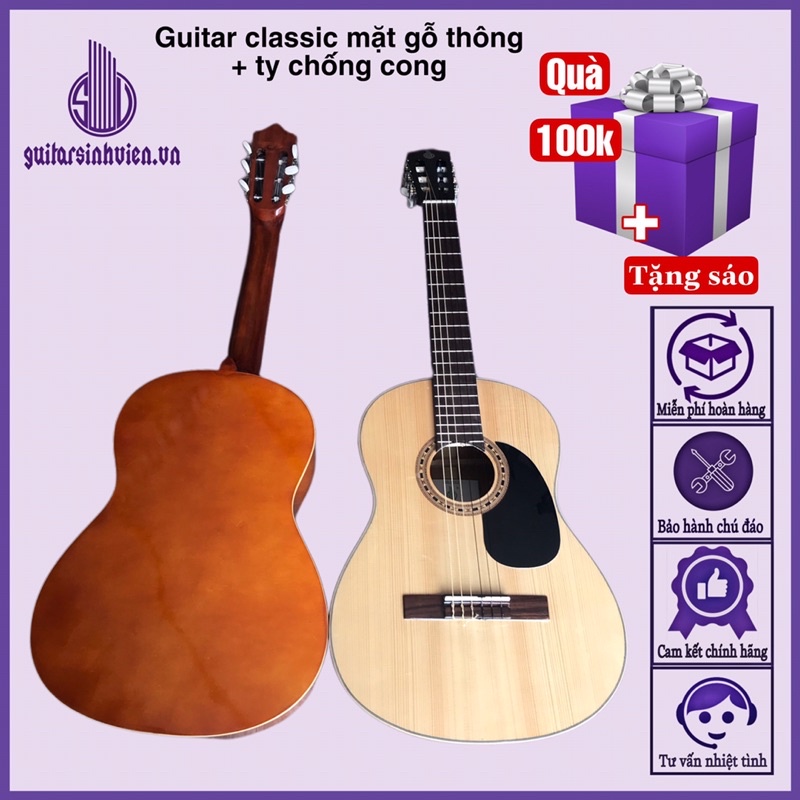 Đàn guitar classic SV-C1 có ty chỉnh cần - Bảo hành 1 năm - Tặng phụ kiện - Chuyên tập solo, bolero, nhạc chữ tình