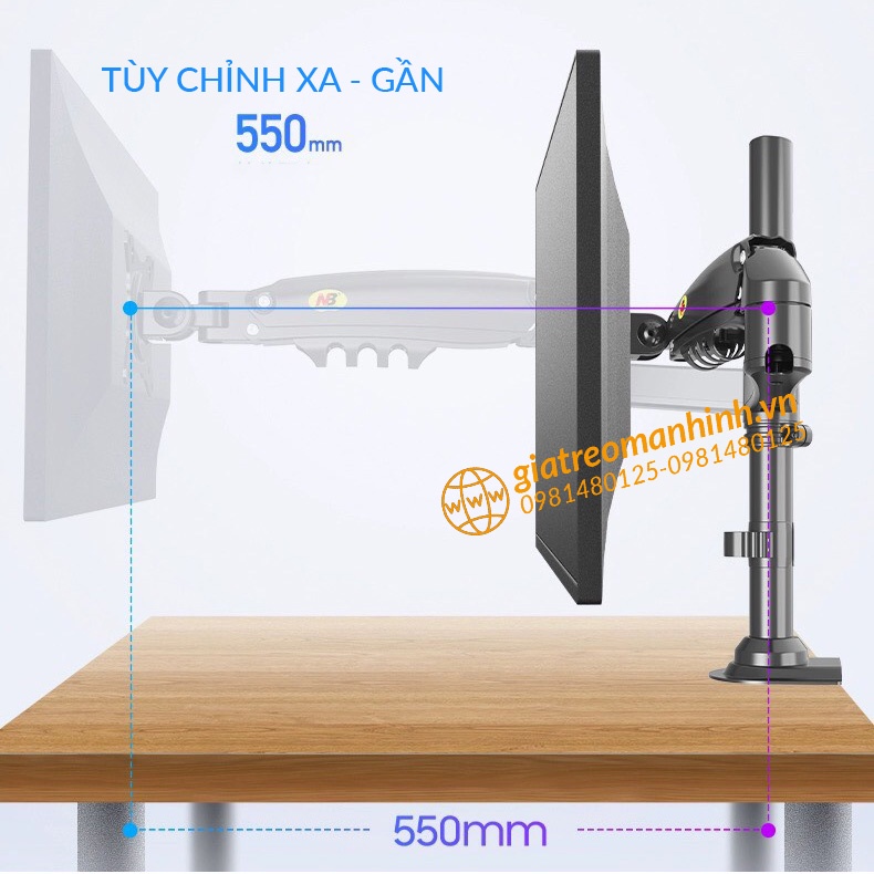 Giá Treo Màn Hình NB-H160 - Xếp 2 Màn 17-27 Inch Trên Dưới - Tải Trọng 9Kg