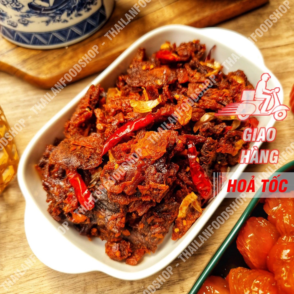 Khô Bò Hồng Ngự Cháy Tỏi Lon 300Gram