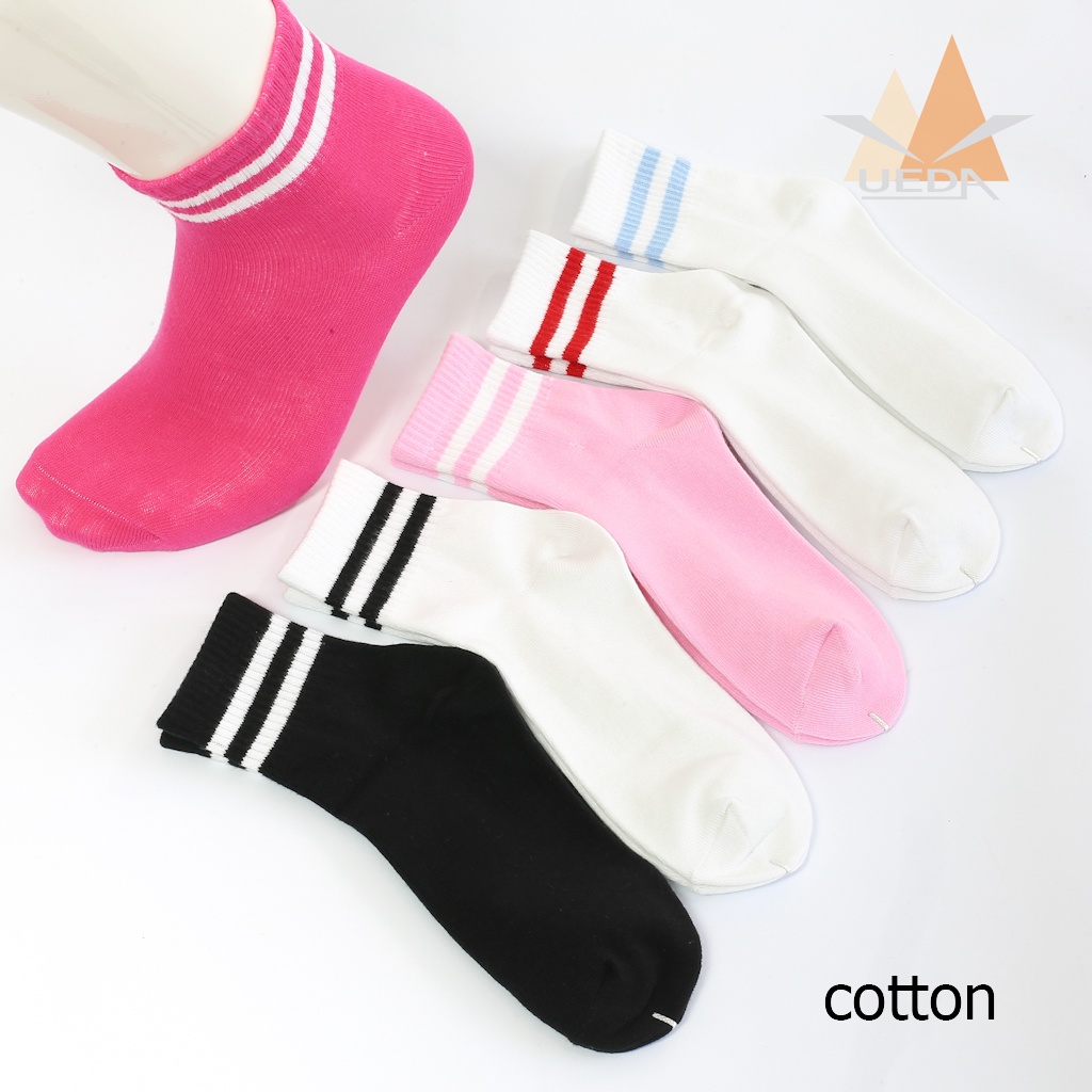 Tất nữ cổ cao [ Free ship ] Vớ cổ cao nữ - 2 sọc phong cách Hàn Quốc - Sợi cotton mềm thoáng mát