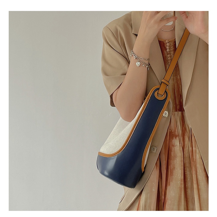 Túi đeo vai vải canvas sức chứa lớn kết hợp màu sắc mẫu thời trang mùa hè dành cho nữ