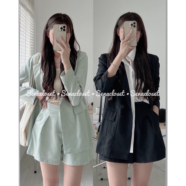 Set Vest dài tay quân short , đem vai sang xịn năng động (Ảnh thật)