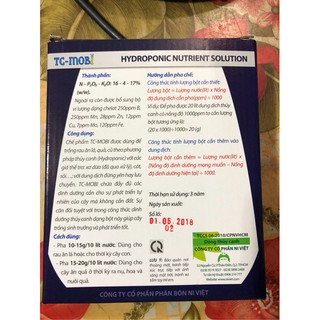 Dinh dưỡng thuỷ canh dạng bột tc-mobi nhập khẩu.