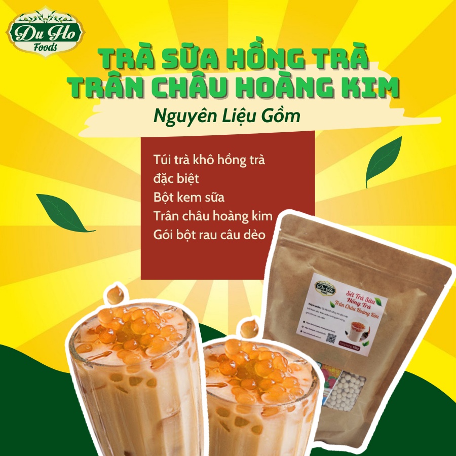 Vị Mới DuHo- Sét Trà Sữa Khoai Môn, Hồng Trà Hoàng Kim, Socola Hoàng Kim (Pudding trứng, khoai môn, trân châu hoàng kim)