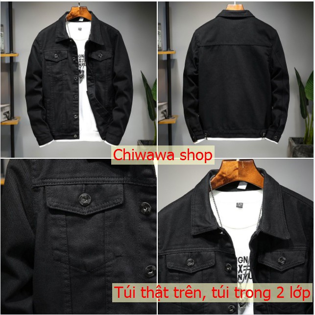 [Bigsize] Áo khoác jean nam nữ unisex xanh-đen sì vip túi thật túi trong 2 lớp giá rẻ từ Chiwawa shop - tuyển sỉ