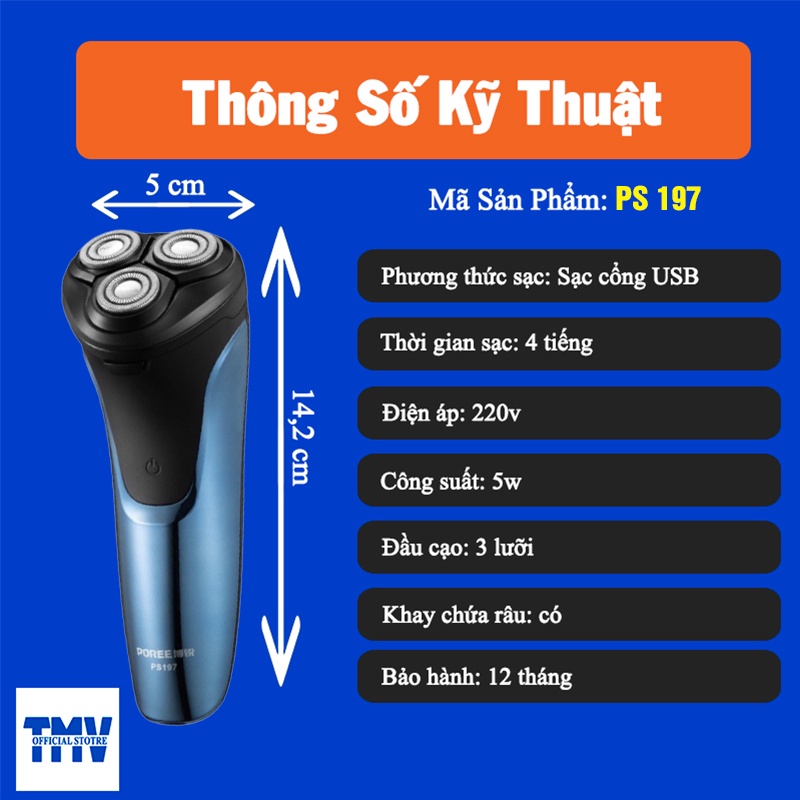 Máy cạo râu cao cấp đa năng mini tiên dụng tốt nhất dành cho nam PS197 TMV Official