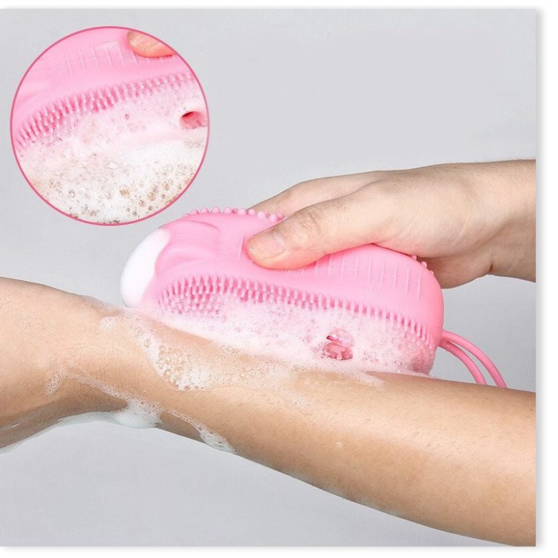 Bàn chải tắm hình gấu 2 mặt Silicone - BX3818