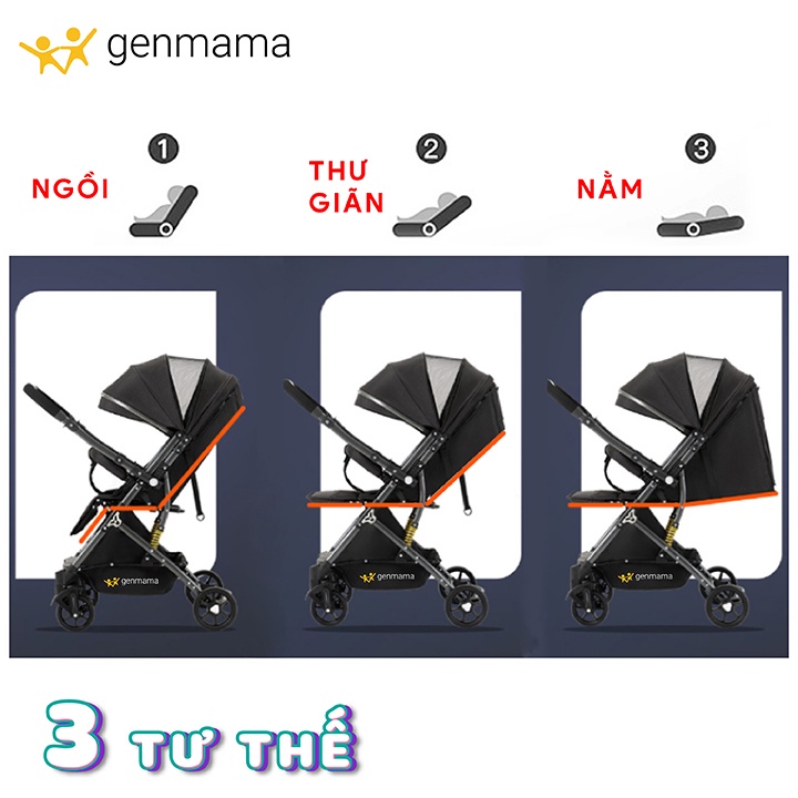 Xe đẩy gấp gọn siêu nhẹ 2 chiều trước - sau, 3 tư thế ngồi, ngả, nằm có tay kéo xe mẫu mới 2023. Xe đẩy cho bé du lịch