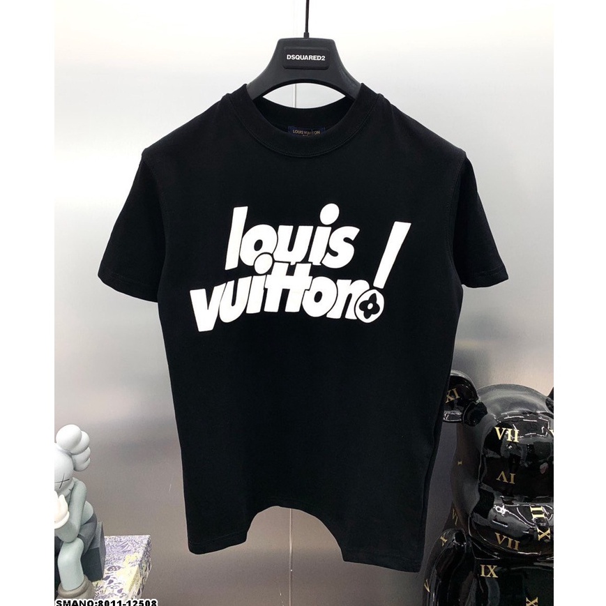 Áo phông nam lv chữ dập xanh trắng, áo thun nam nữ ngắn tay chất thoáng mát cao cấp  form chuẩn mẫu hot  mã lv25565