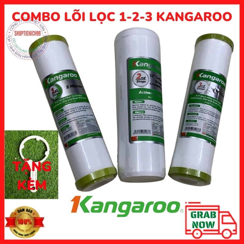 [TẶNG TAY VẶN]Combo lõi Lọc Nước 1-2-3 Kangaroo Hàng Chính Hãng Giá Rẻ Tặng Thêm Tay Thay Lõi Dùng Cho Các Loại Máy RO.