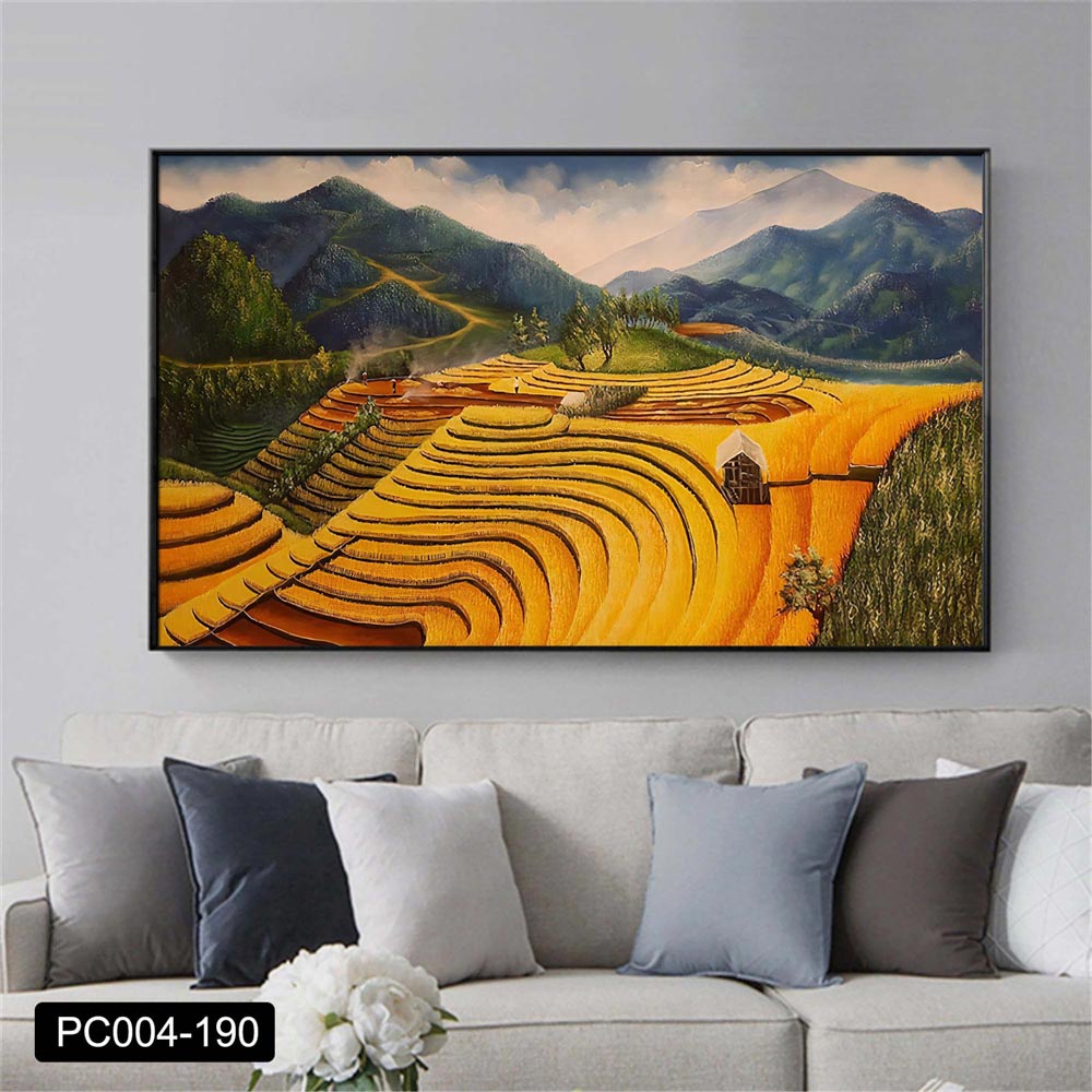 Tranh canvas treo tường phong cảnh thiên nhiên ruộng bậc thang Tây Bắc PC- 80 x 50 cm