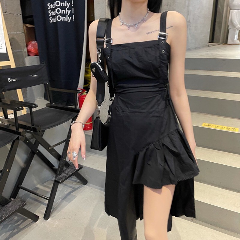 Váy suông 2 dây đuôi cá lệch vạt thắt dây eo dáng dài tiểu thư phong cách hàn quốc_ranstore | BigBuy360 - bigbuy360.vn