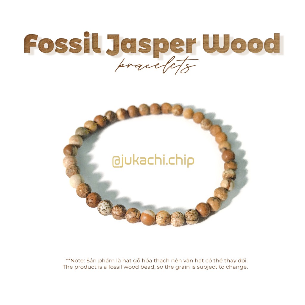 Vòng tay hạt gỗ hóa thạch - Fossil Jasper wood bracelets