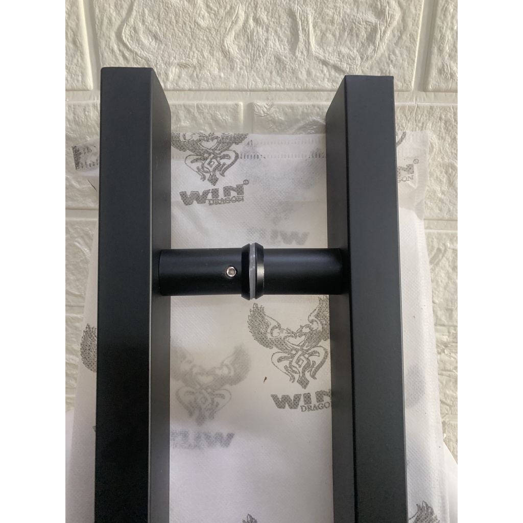 Tay Nắm Cửa Kính Cường Lực, Cửa Nhôm - Nắm Cửa Vuông Đen 304 (25*50)