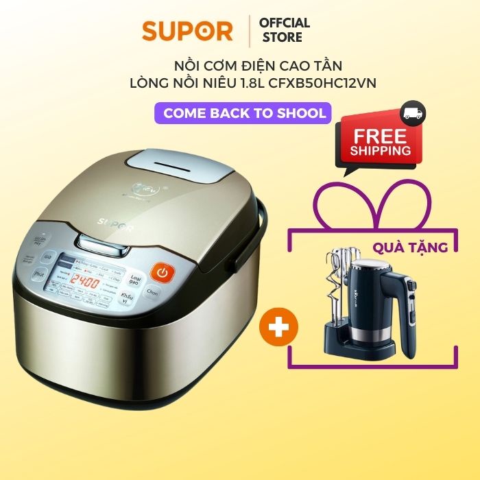 Nồi cơm cao tần 1.8L Supor kèm vỉ hấp CFXB50HC12VN-1000 hàng chính hãng bảo hành 12 tháng