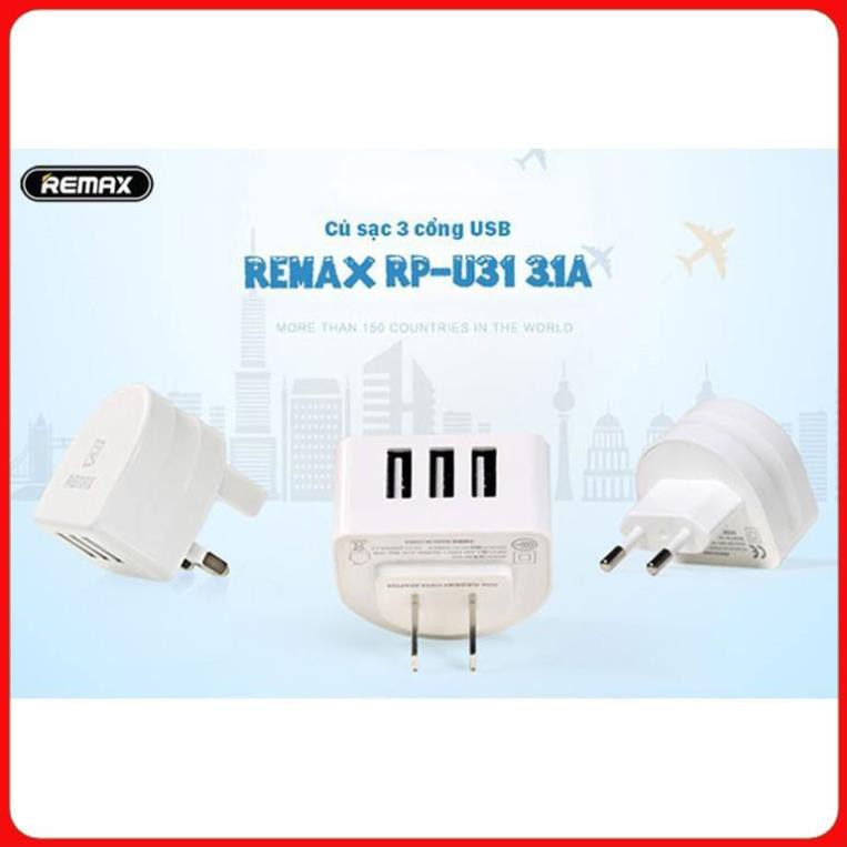 Củ sạc 3.1A 3 Cổng USB Remax Moon RP-U31 - hàng chính hãng