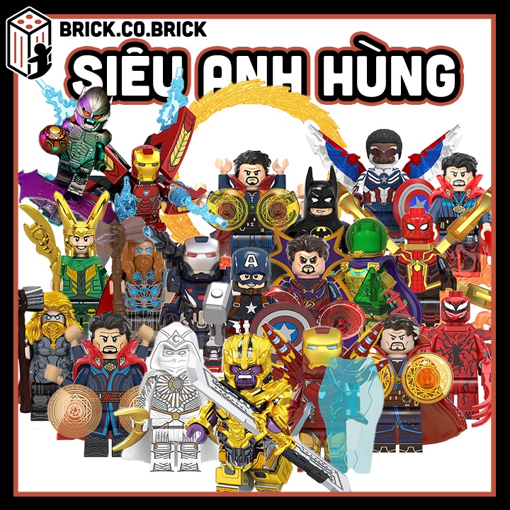 Đồ Chơi Siêu Anh Hùng Marvel Minifigure Super Hero Mô Hình Lắp Ráp DC Captain Thanos Thor Combo Đầy Đủ Nhân Vật Cho Bé