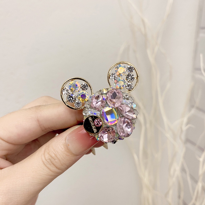 Dây Thun Cột Tóc Bằng Cao Su Co Giãn Đính Đá Pha Lê Hình Chuột Mickey Hoạt Hình Thời Trang Mùa Hè Dành Cho Nữ 2021