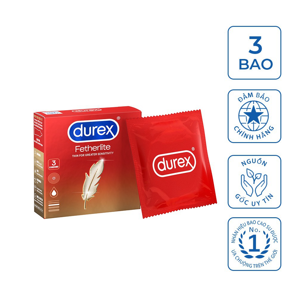 Bao Cao Su Durex Fetherlite Ultima (Hộp 3 Cái) hàng mơí date 2025 che tên kín đáo