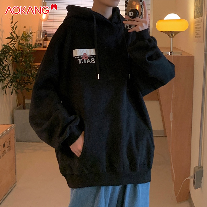 Áo hoodie AOKANG lót nhung dày dáng rộng phong cách hip hop năng động thời trang dành cho nam