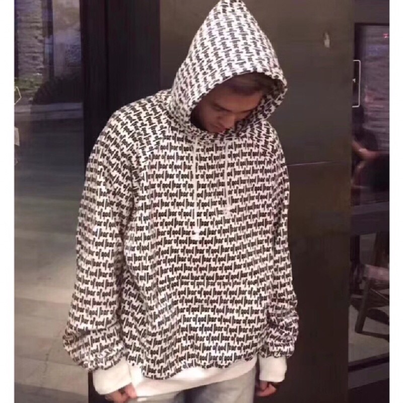 Áo hoddie FEAR OF GOD dáng dài form rộng in chữ thời trang
