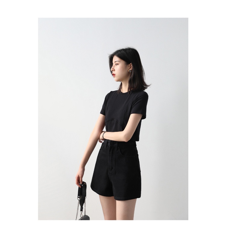 Quần short jean Nữ ống rộng mặc nhà cạp cao phong cách Hàn Quốc - Hot trend 2021