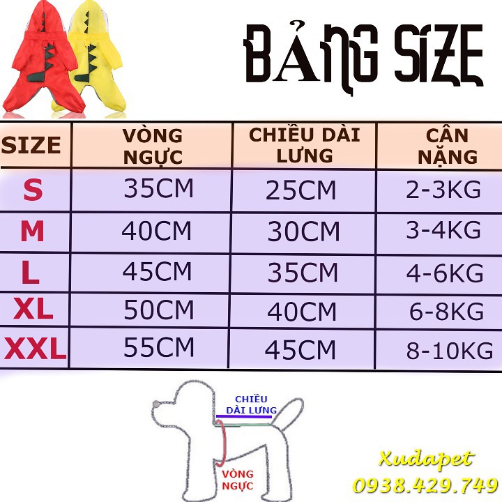 Áo Mưa Hình Khủng Long Cho Chó Mèo  giúp giữ ấm, giúp bảo vệ sức khỏe của thú cưng - Xudapet - SP005240