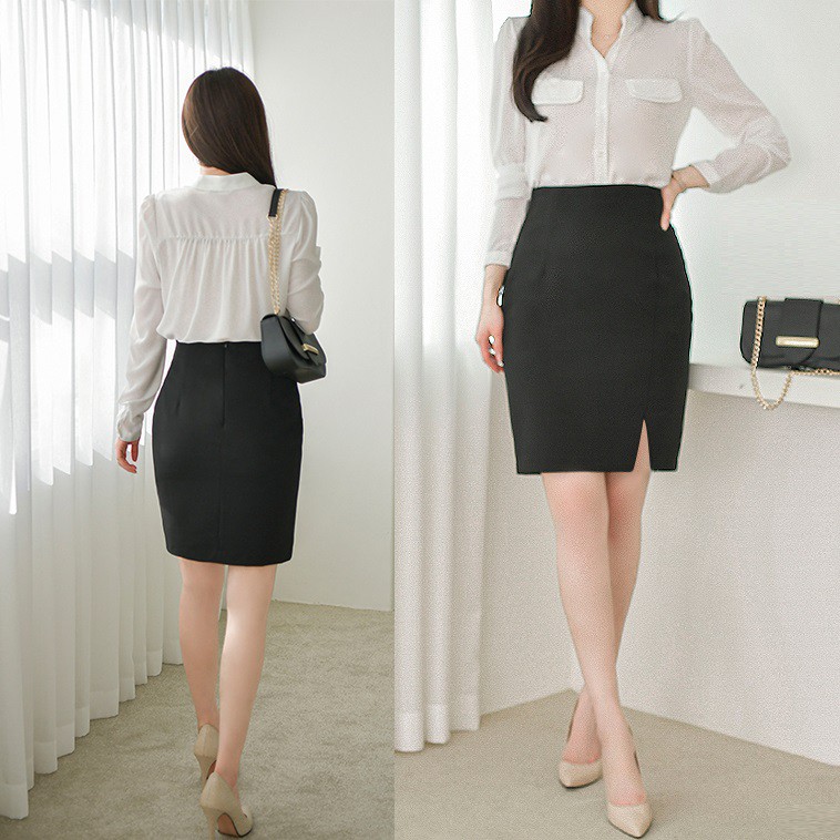 Chân váy công sở xẻ trước SK2101 - KRfashion Cao cấp style Hàn Quốc chỉ có tại váy công sở bút chì xẻ đẹp thanh lịch | BigBuy360 - bigbuy360.vn