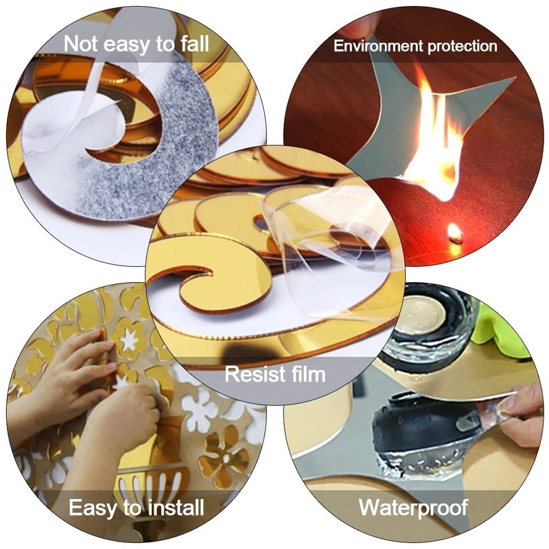 Sticker Dán Tường Bằng Acrylic Với Họa Tiết Hoa 3D Hiệu Ứng Gương