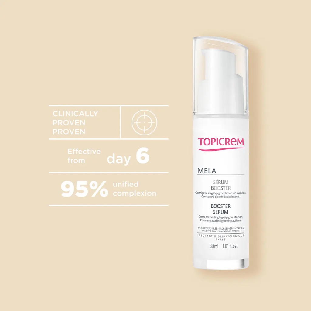 TINH CHẤT LÀM TRẮNG SÁNG DA, NHẠT NÁM LÀM MỀM MỊN DA TOPICREM MELA BOOSTER SERUM 30ml