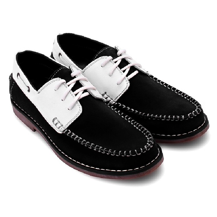 Giày nam Huy Hoàng màu trắng phối đen-HP7166