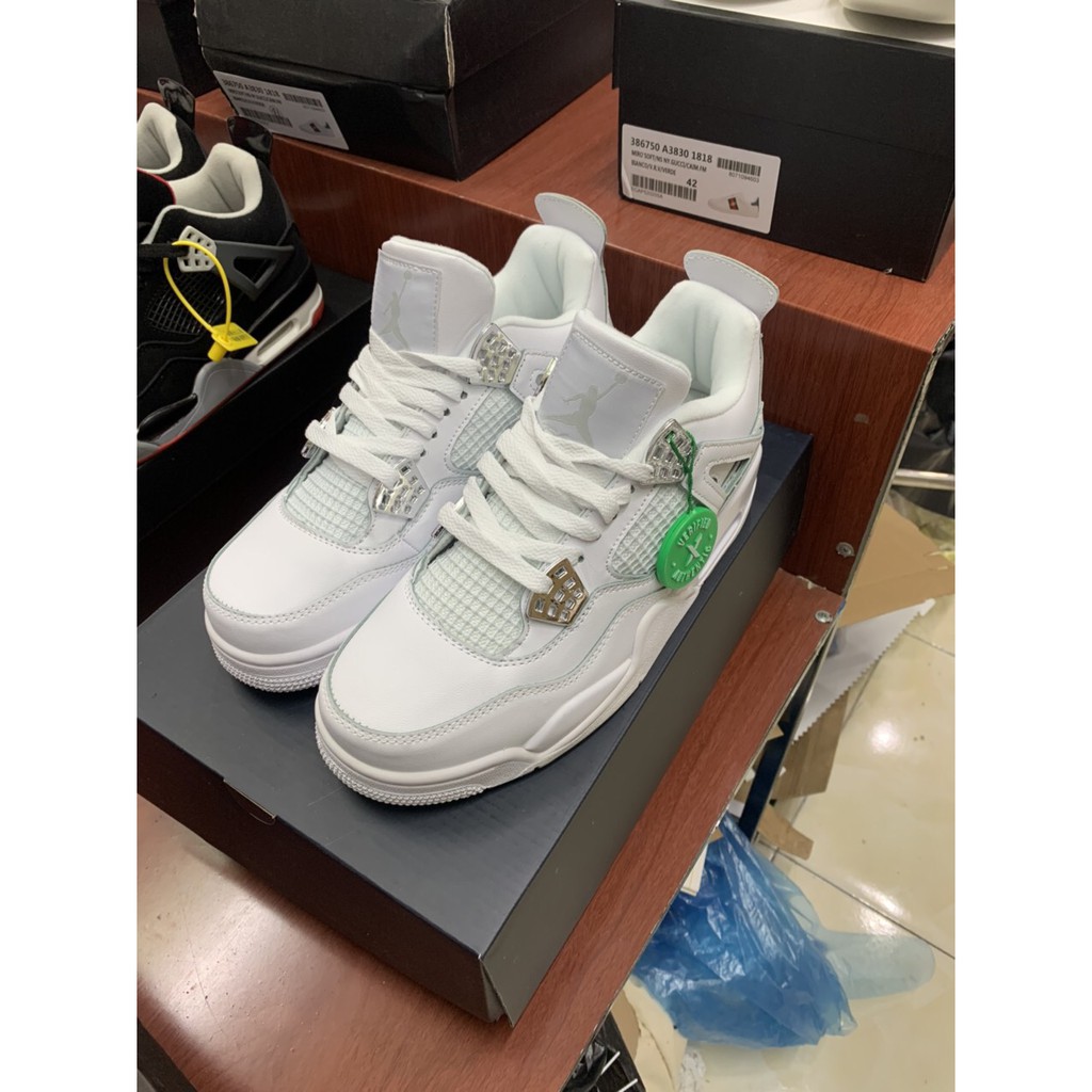 Giày Sneaker Air Jordan 4 Full Trắng Retro Pure Money