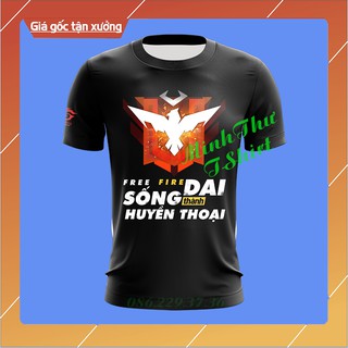 [Xả Kho] Áo Thun Nam Free Fire - Áo FF 3D Màu Đen Rank Huyền Thoại - Loại Đẹp