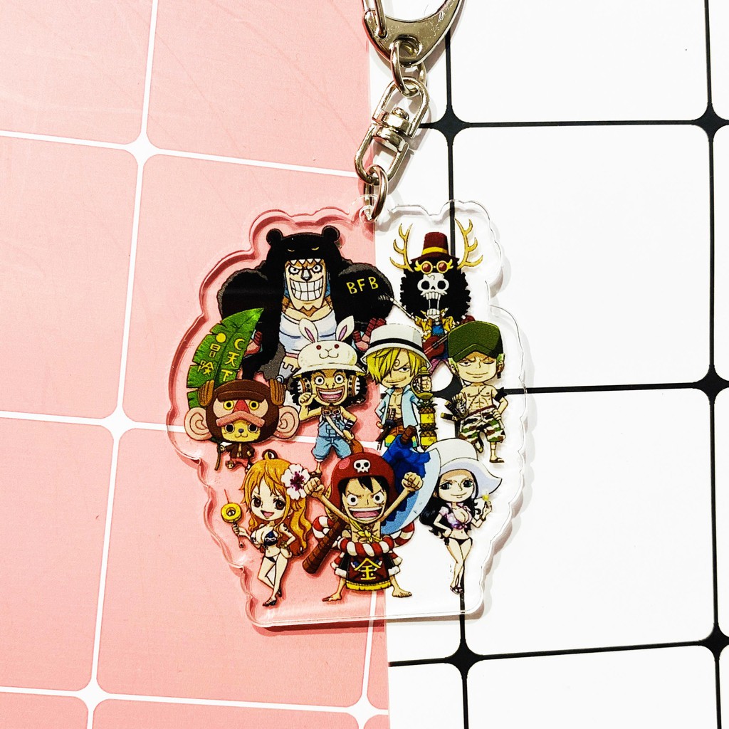 ( Mica trong acrylic ) Móc khóa One Piece Đảo Hải Tặc ver cả nhóm Luffy quà tặng xinh xắn dễ thương anime chibi