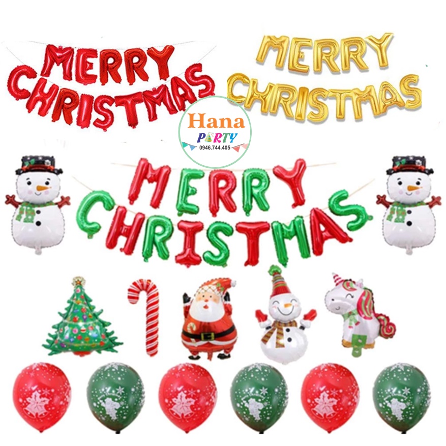 Bóng chữ Merry Christmas - bóng nhôm trang trí Giáng sinh Noel
