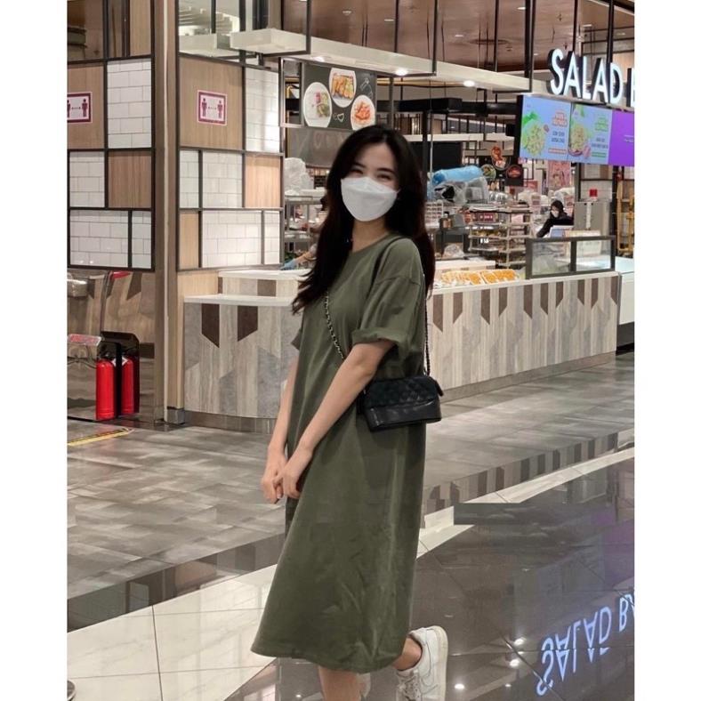 Đầm Vintage 3 Màu Nâu Rêu Và Đỏ Dáng Suông🌸 Váy Trơn Xuông Tay Lỡ Chất Thun Form Rộng Đẹp Bánh Bèo Cá Tính Ulzzang 🌸